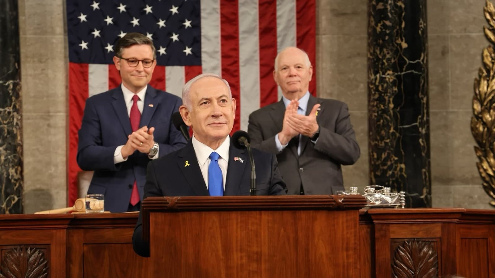 Israeli Prime Minister Benjamin Netanyahu addressing the United States Congress in 2024