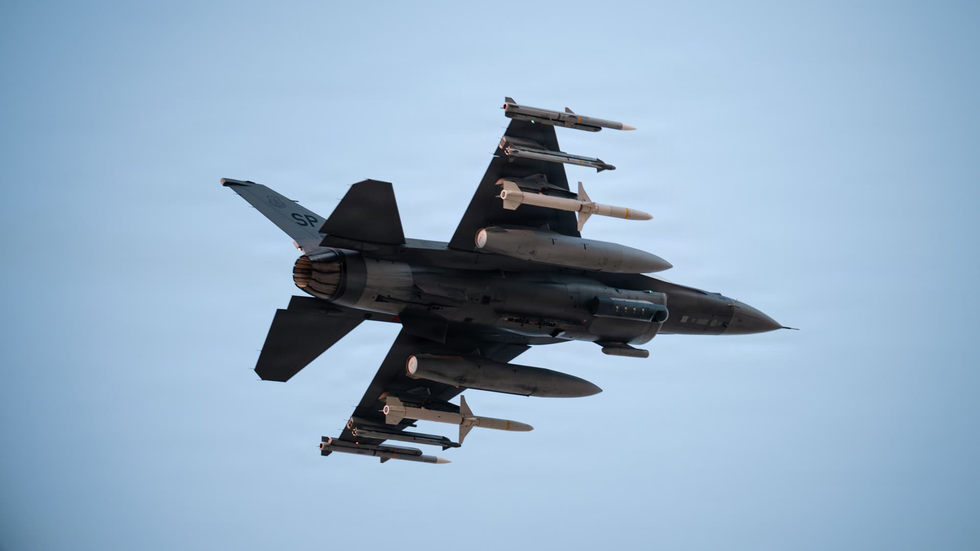 A U.S. Air Force fighter configured for combat operations during Operation Epic Fury.