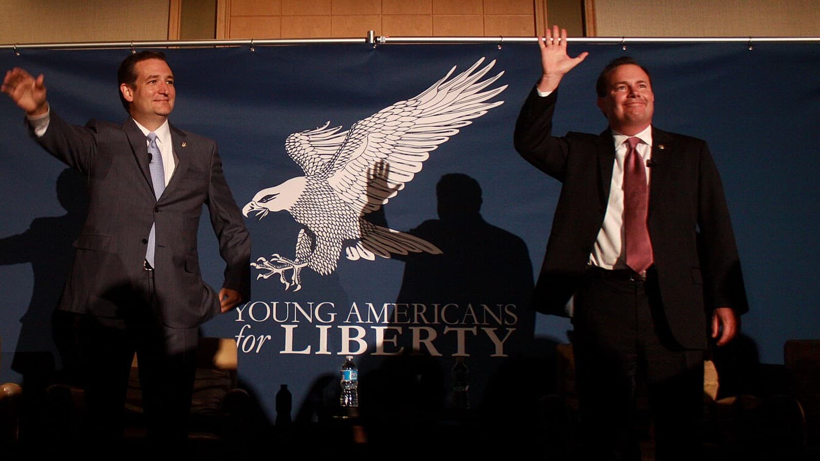 Ted Cruz and Mike Lee onstage at a Young Americans for Liberty event.