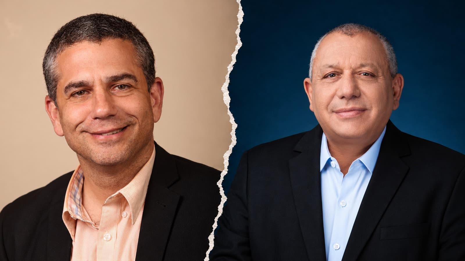 AI-assisted collage of separate photographs of Yinon Magal and Gadi Eisenkot.