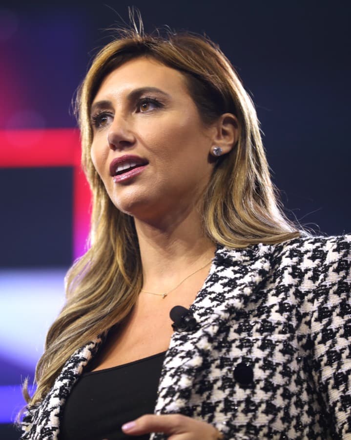 Alina Habba speaking at an event.