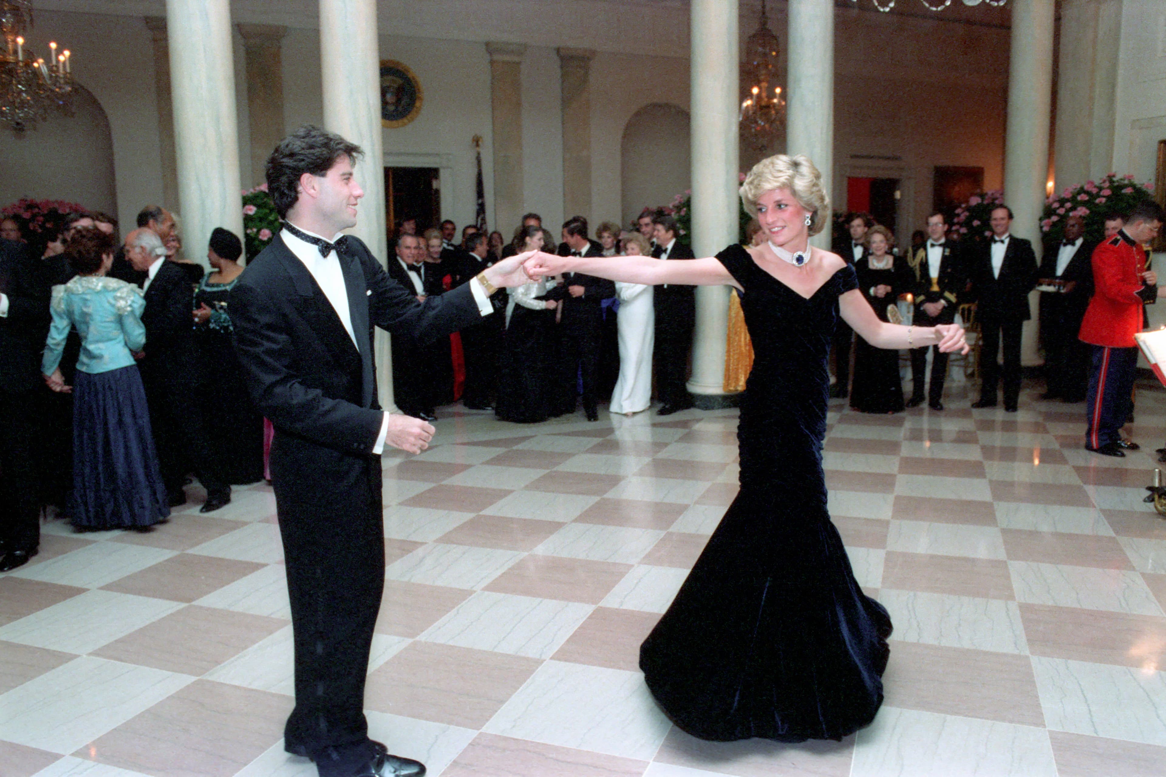 Diana, Princess of Wales, dancing with John Travolta at the White House