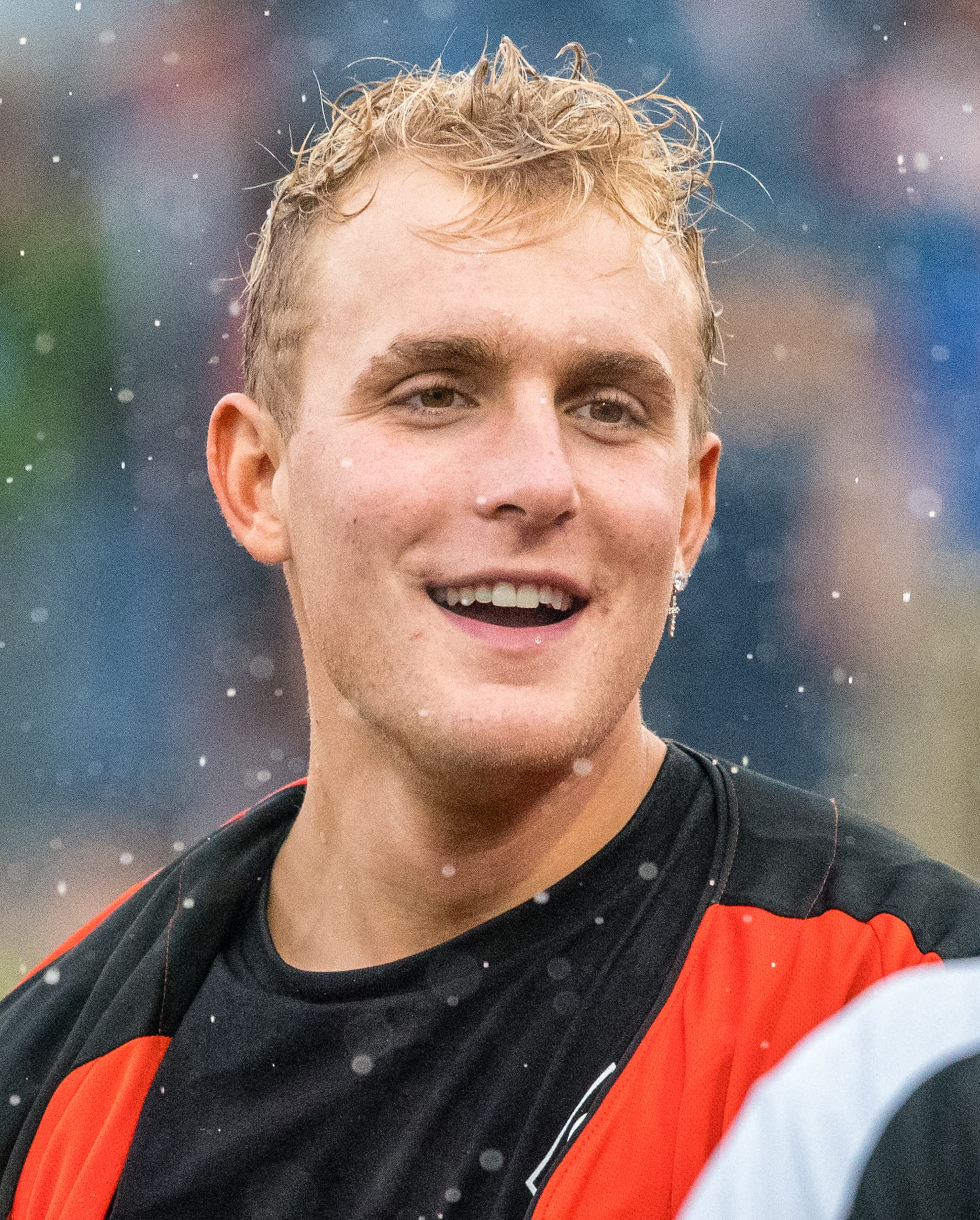 Portrait of Jake Paul at a 2019 celebrity softball game