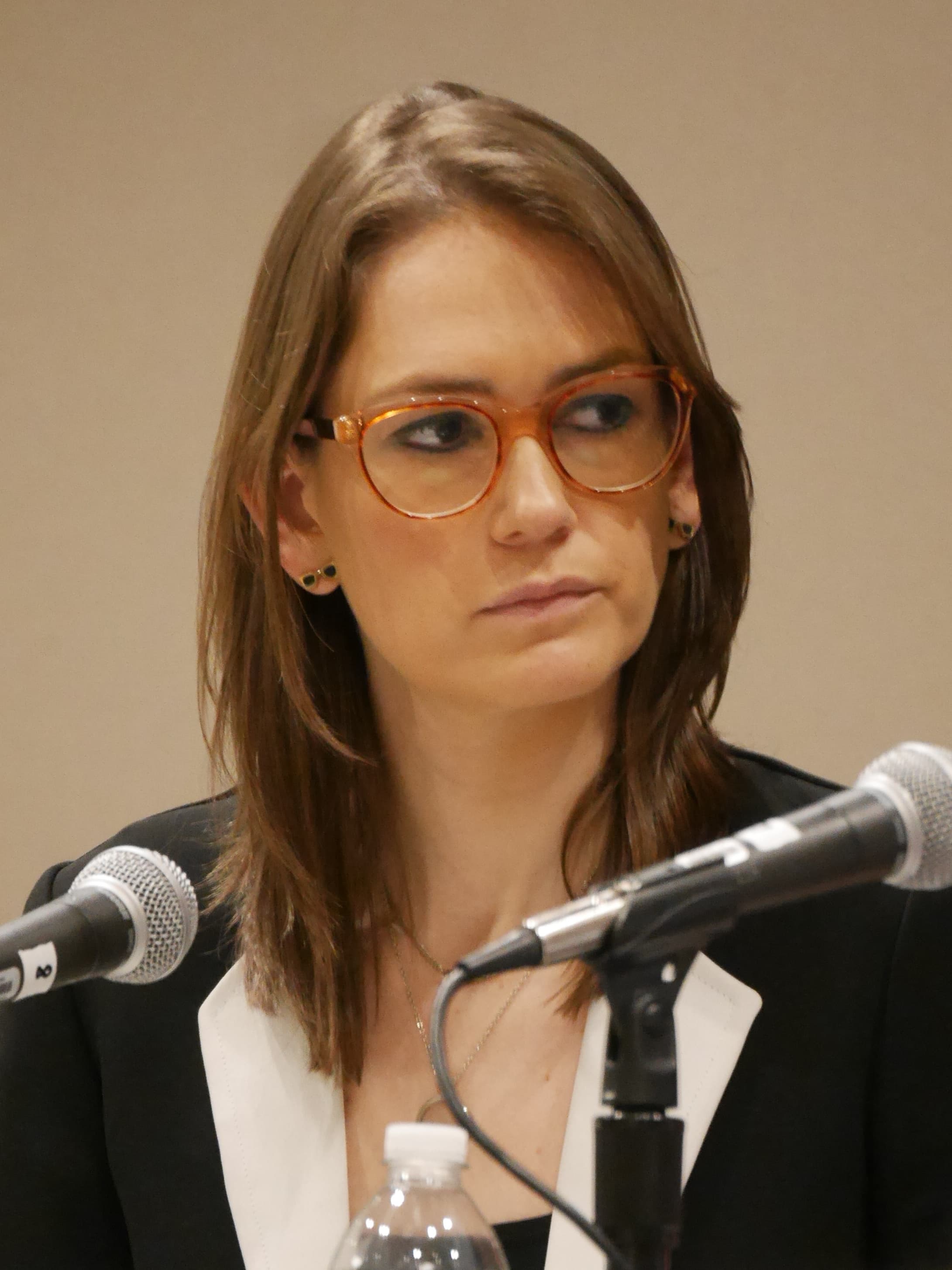 Jessica Tarlov speaking on a media panel at SXSW, 2018