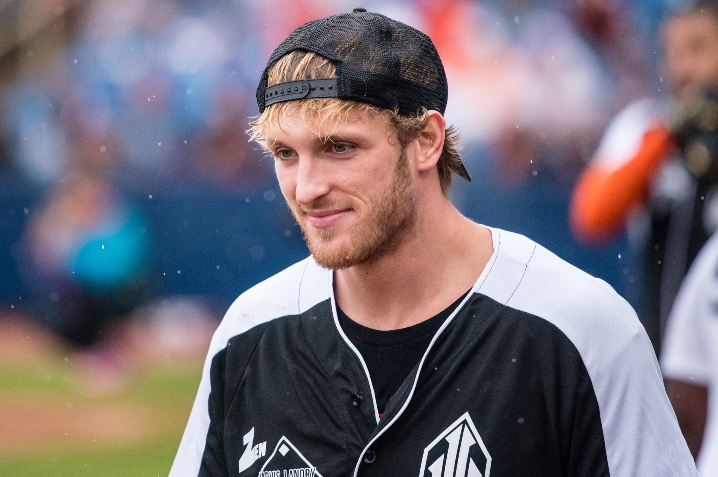 Portrait of Logan Paul at a 2019 celebrity softball game