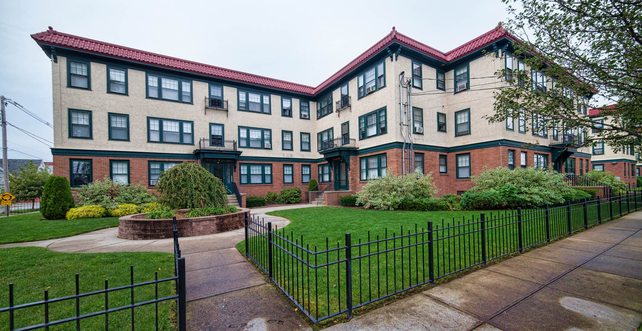 Three-story Ontario Apartments building in Providence, Rhode Island.