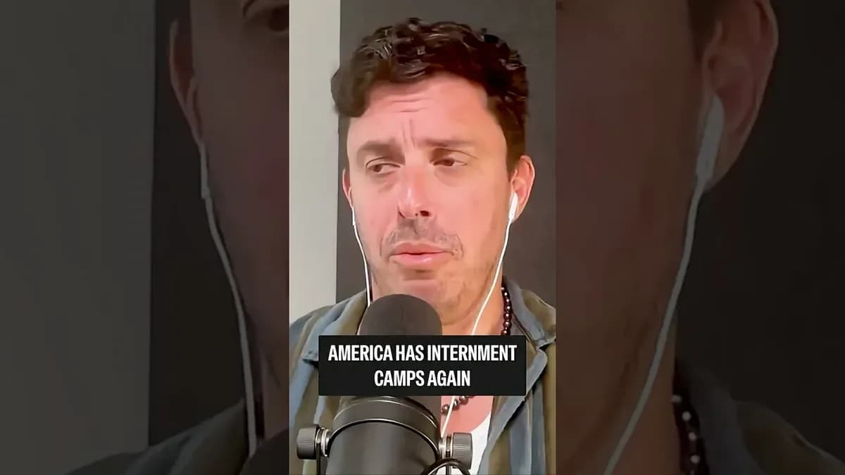 Tim Miller speaking in a video labeled “America has internment camps again”