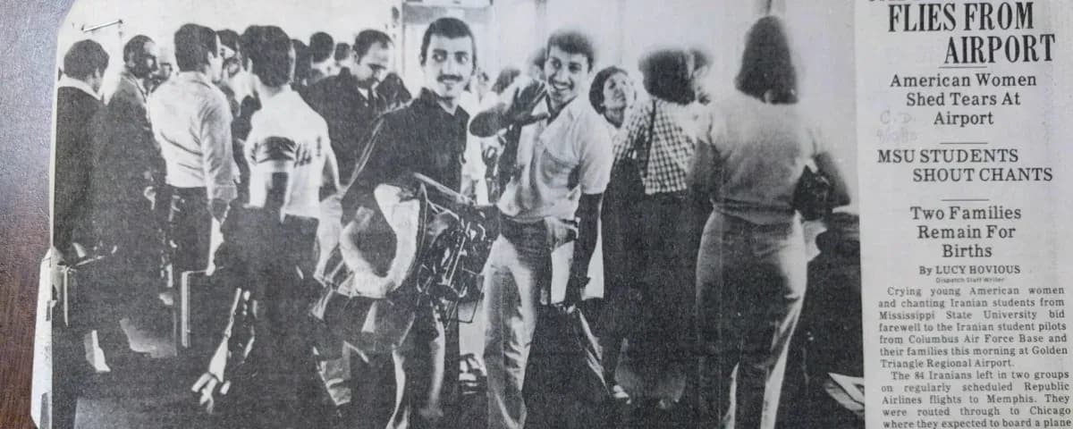 Archival newspaper and photograph montage about Americans held in Iran