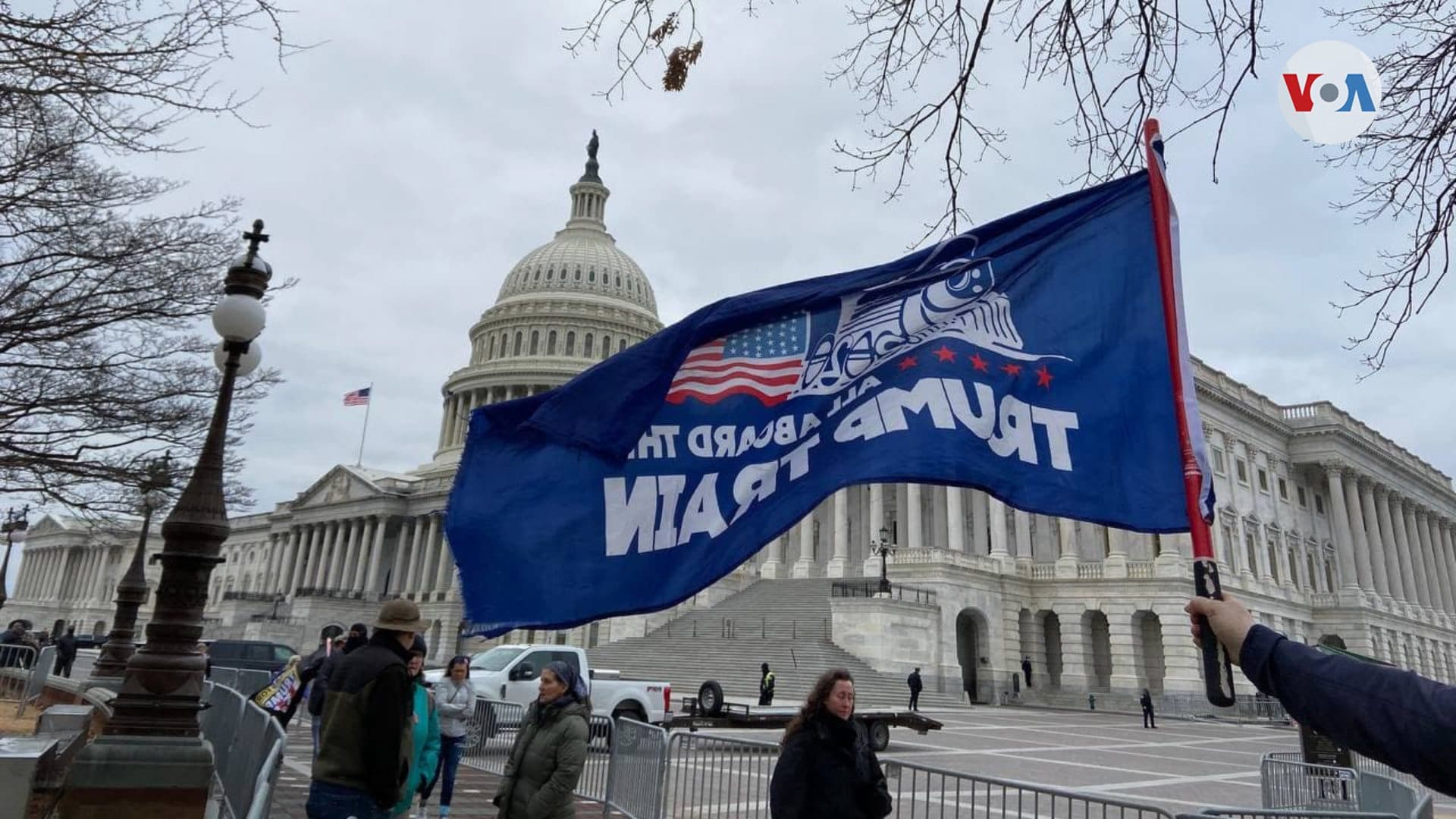 Pro-Trump flag in front of the U.S. Capitol on January 6, 2021.