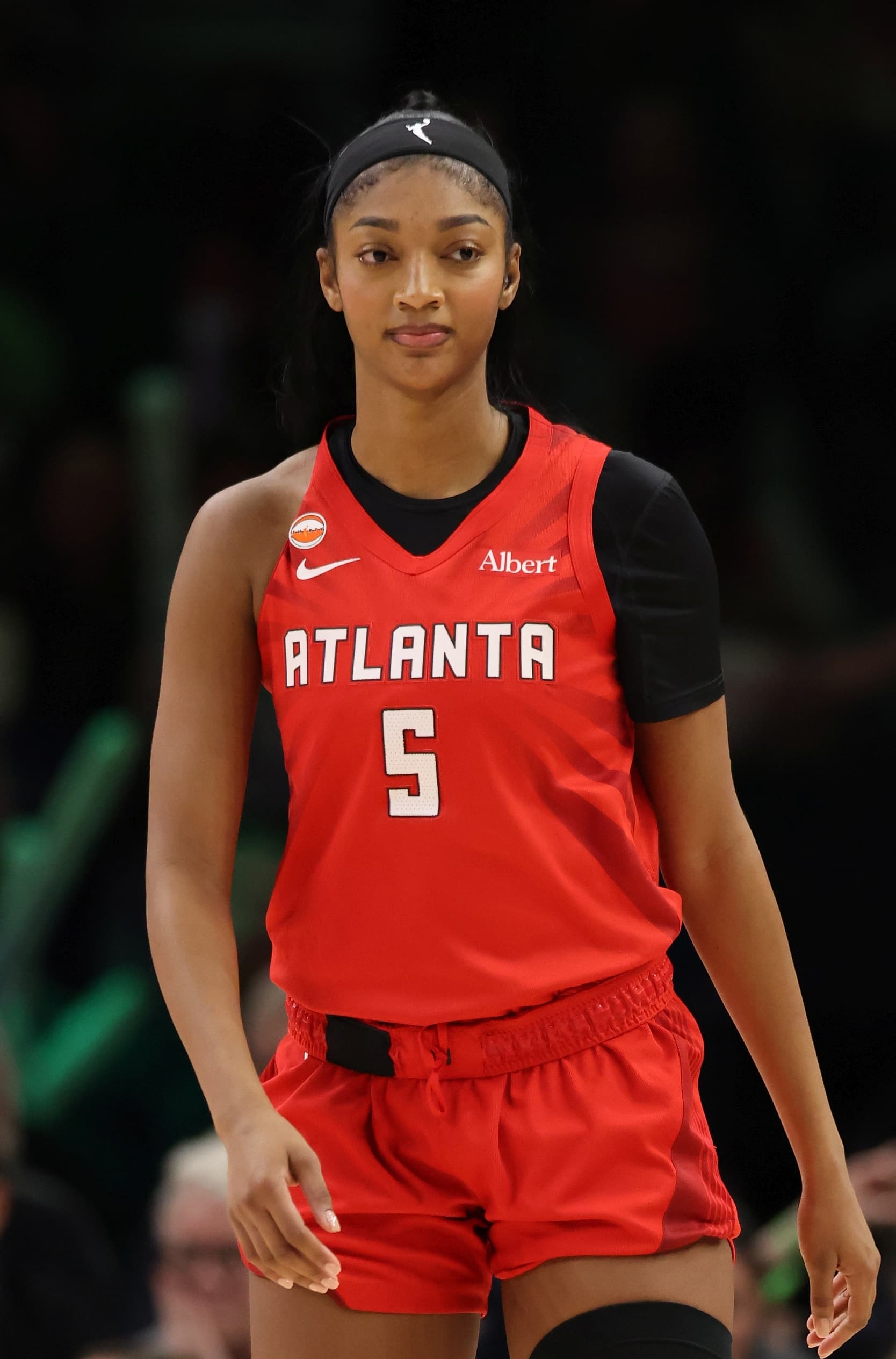 Angel Reese wearing an Atlanta Dream uniform in May 2026.