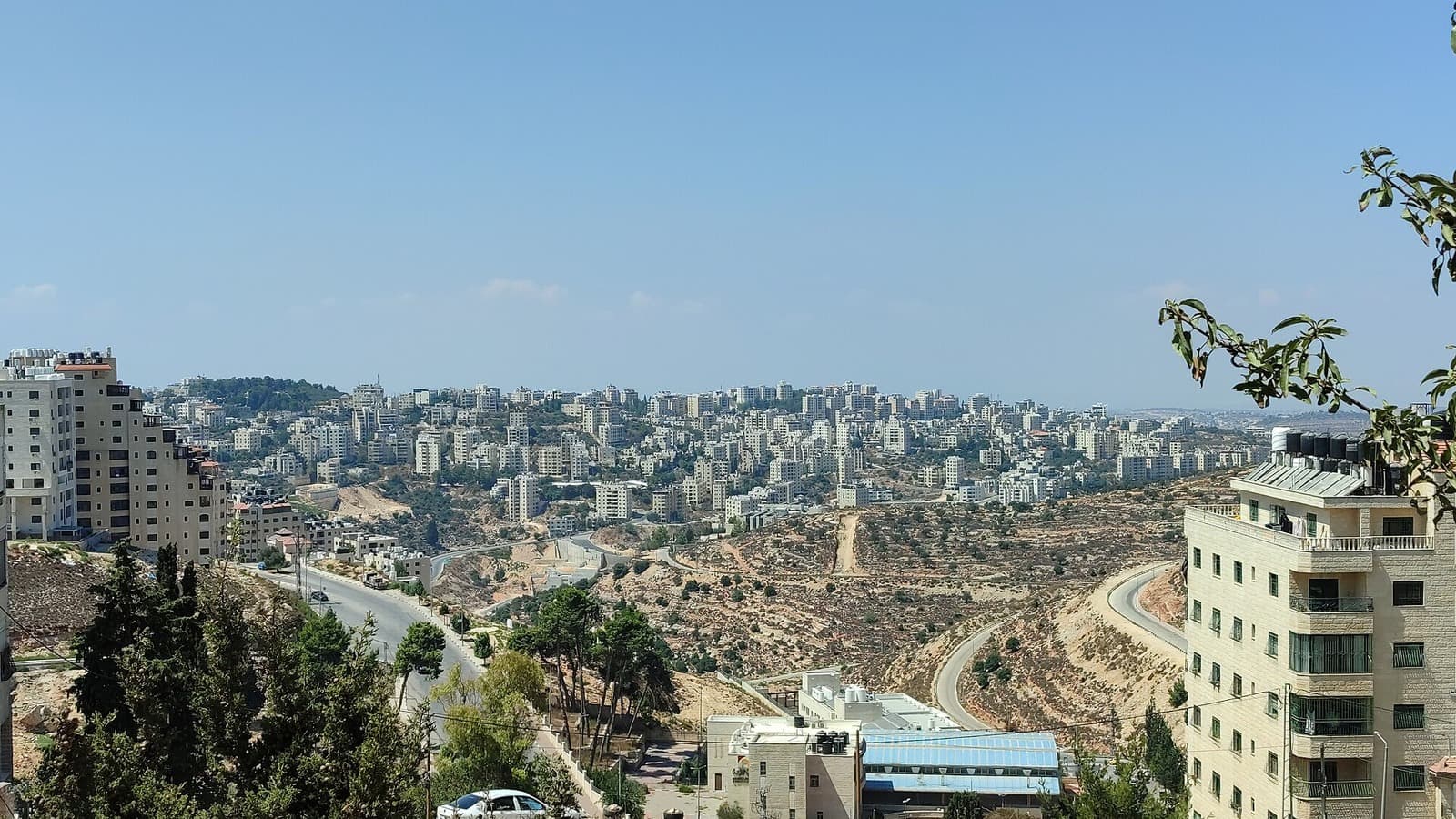 Buildings and roads in the Al-Tireh neighborhood of Ramallah.