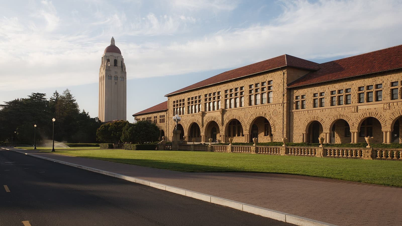 Hoover Tower and McClatchy Hall at Stanford University.