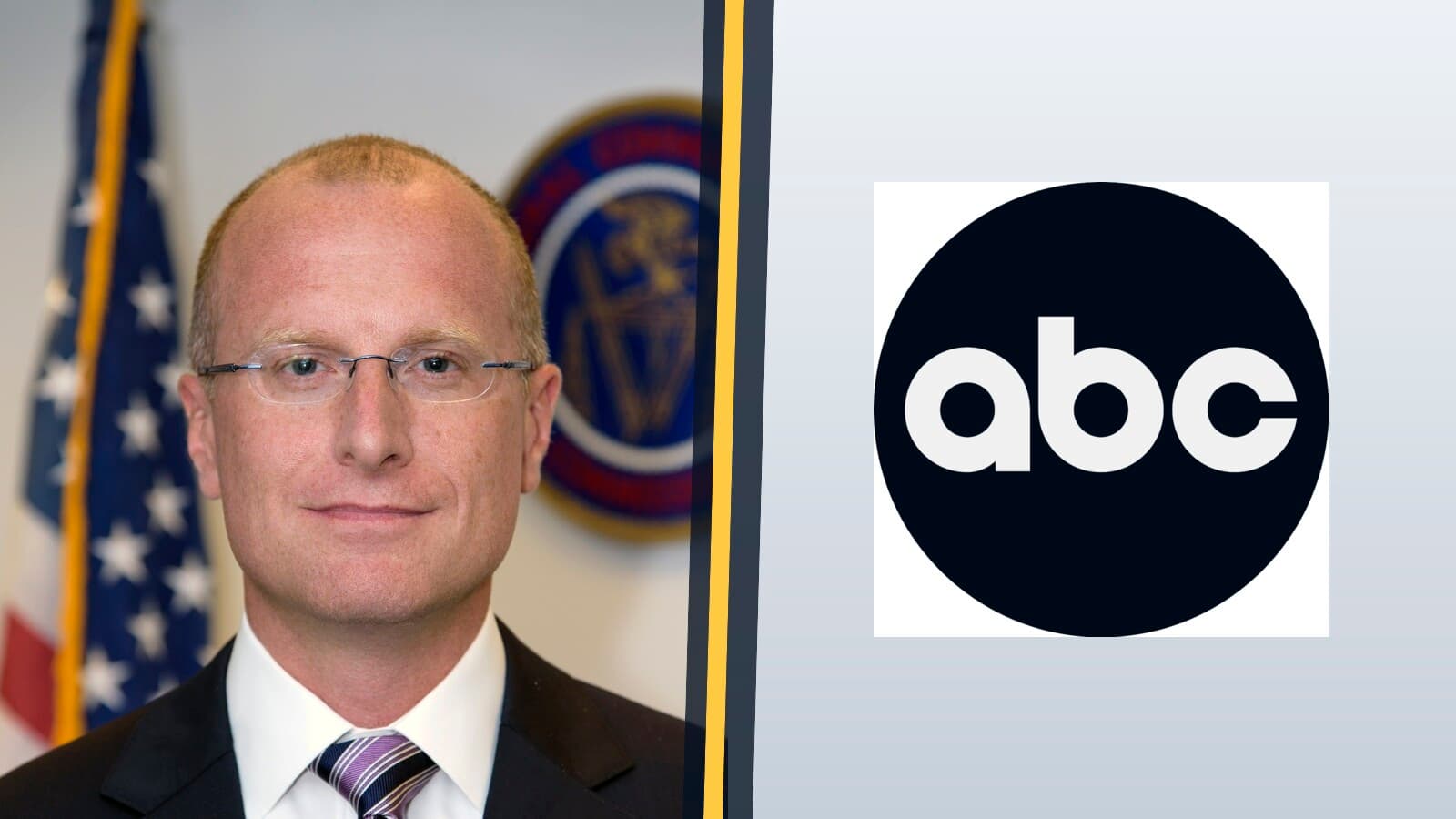 Brendan Carr beside the ABC network logo.