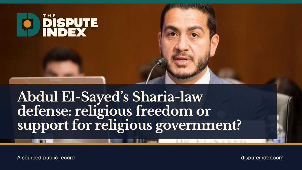 Share card: Abdul El-Sayed’s Sharia-law defense: religious freedom or support for religious government?