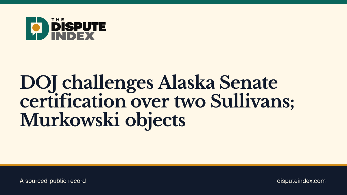 Share card: DOJ challenges Alaska Senate certification over two Sullivans; Murkowski objects