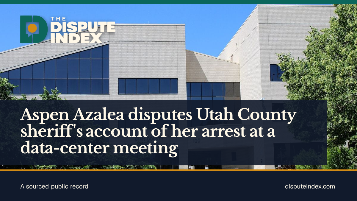Share card: Aspen Azalea disputes Utah County sheriff's account of her arrest at a data-center meeting
