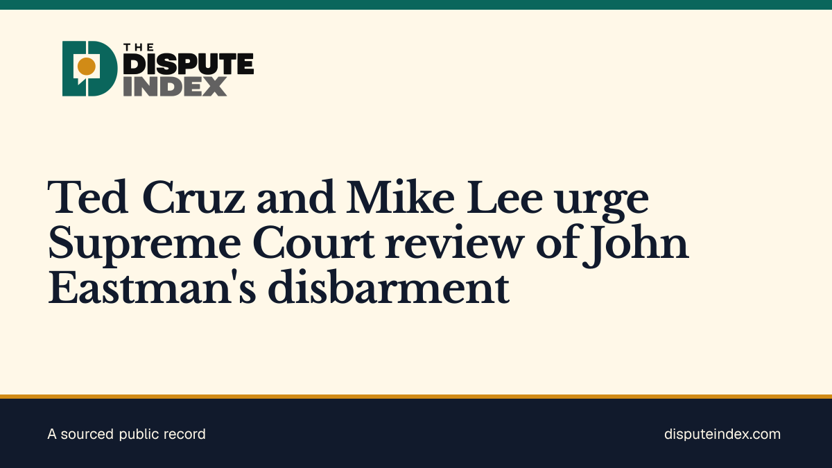 Share card: Ted Cruz and Mike Lee urge Supreme Court review of John Eastman's disbarment