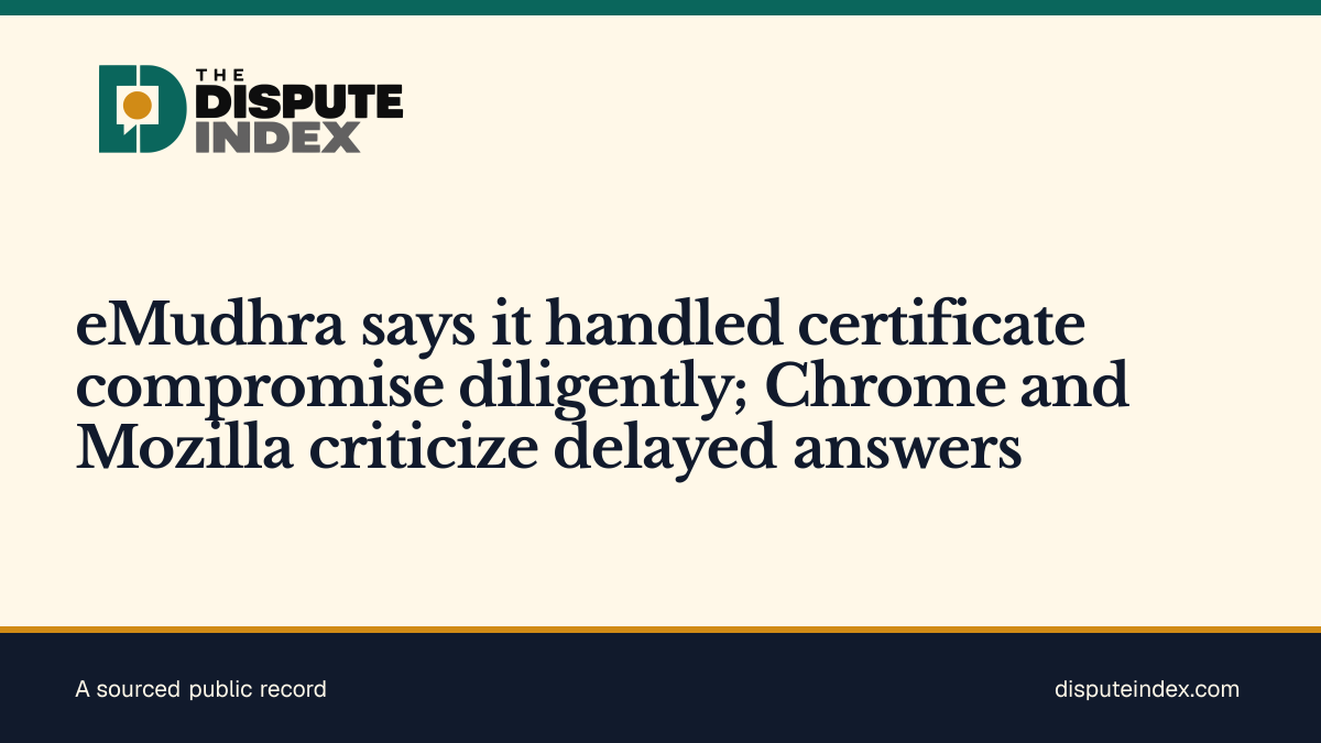 Share card: eMudhra says it handled certificate compromise diligently; Chrome and Mozilla criticize delayed answers