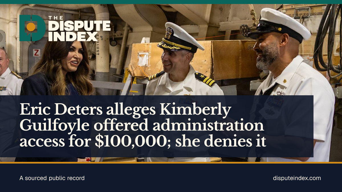 Share card: Eric Deters alleges Kimberly Guilfoyle offered administration access for $100,000; she denies it