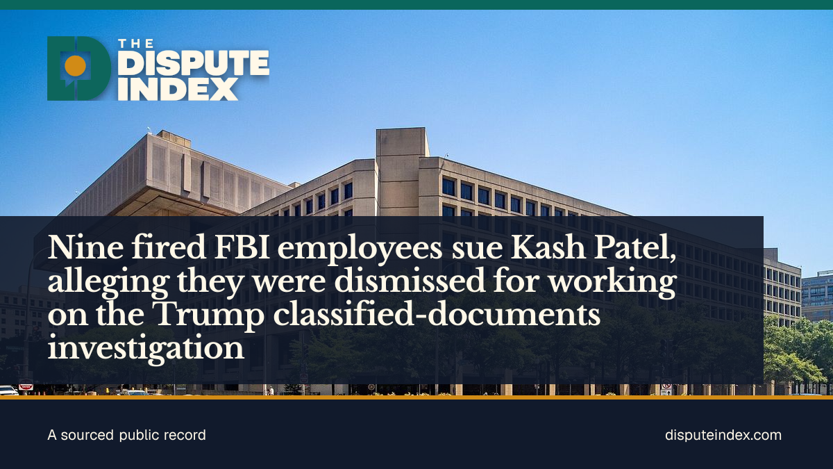 Share card: Nine fired FBI employees sue Kash Patel, alleging they were dismissed for working on the Trump classified-documents investigation