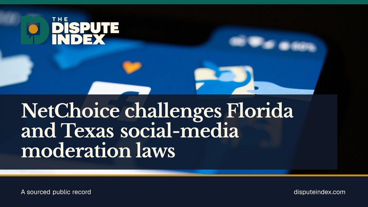 Share card: NetChoice challenges Florida and Texas social-media moderation laws
