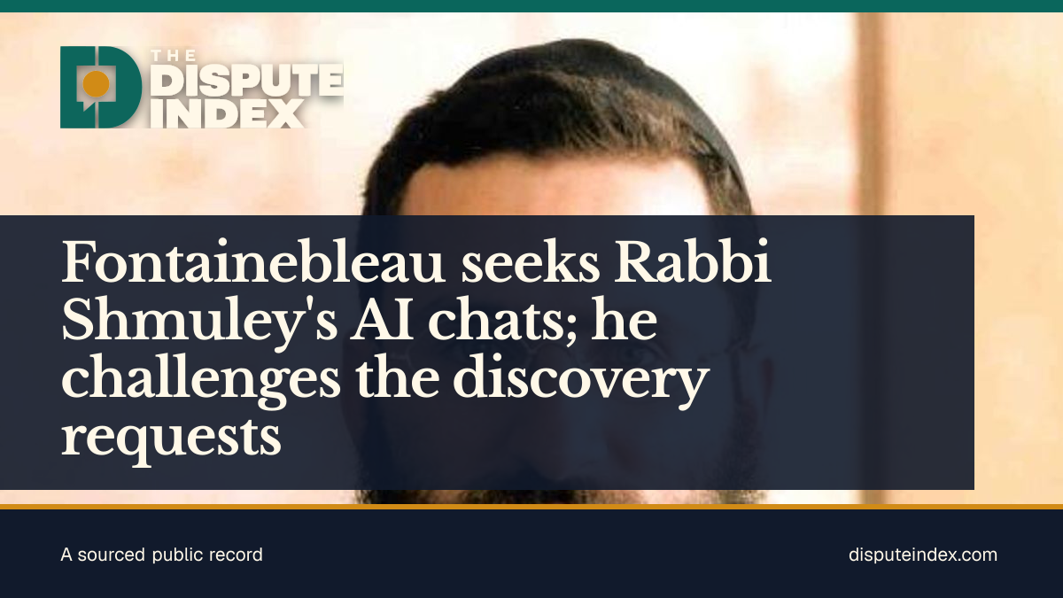 Share card: Fontainebleau seeks Rabbi Shmuley's AI chats; he challenges the discovery requests