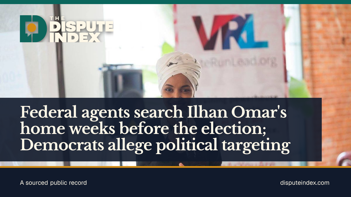 Share card: Federal agents search Ilhan Omar's home weeks before the election; Democrats allege political targeting
