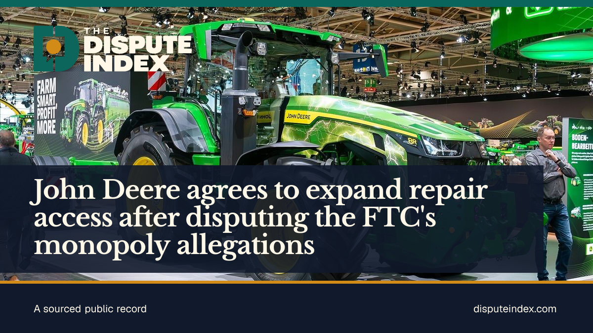 Share card: John Deere agrees to expand repair access after disputing the FTC's monopoly allegations