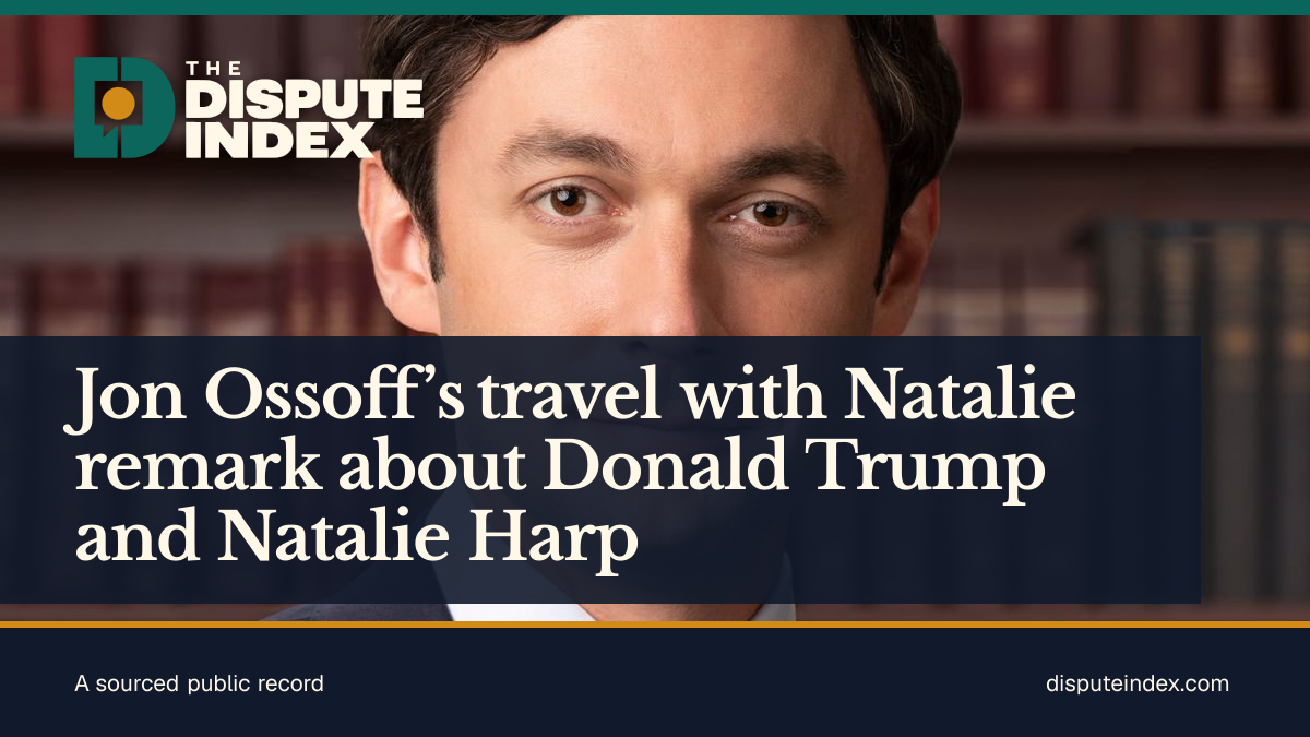 Share card: Jon Ossoff’s travel with Natalie remark about Donald Trump and Natalie Harp