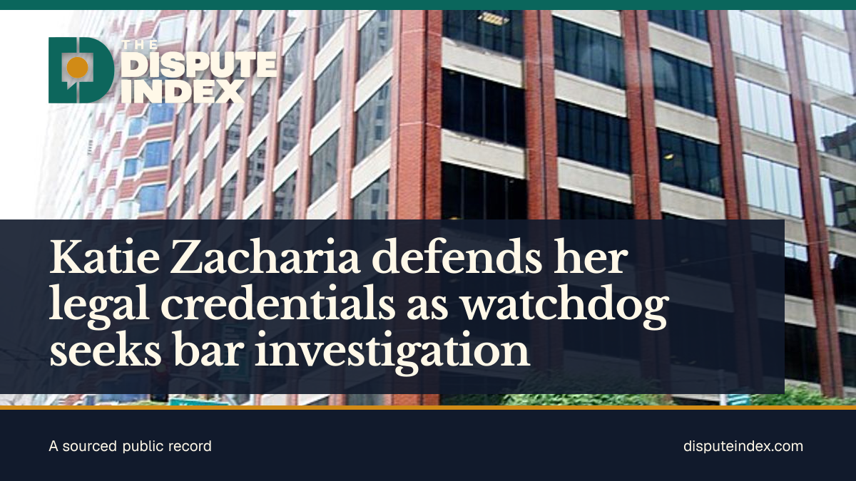 Share card: Katie Zacharia defends her legal credentials as watchdog seeks bar investigation
