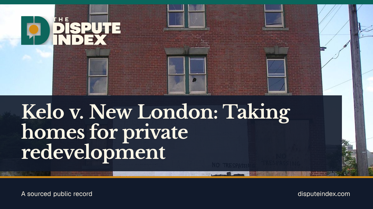 Share card: Kelo v. New London: Taking homes for private redevelopment