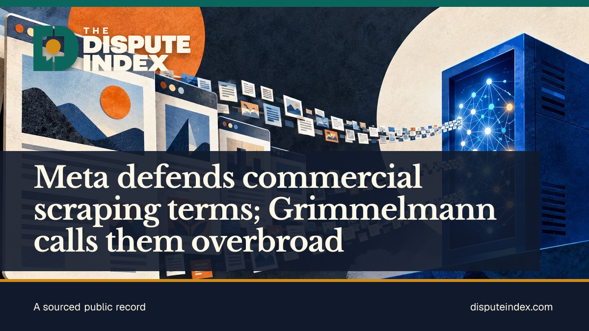 Share card: Meta defends commercial scraping terms; Grimmelmann calls them overbroad