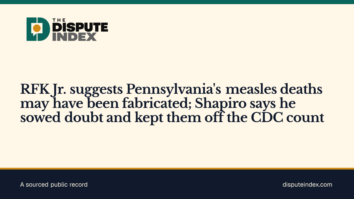 Share card: RFK Jr. suggests Pennsylvania's measles deaths may have been fabricated; Shapiro says he sowed doubt and kept them off the CDC count