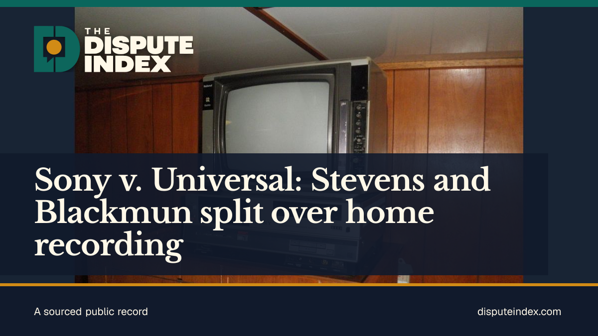 Share card: Sony v. Universal: Stevens and Blackmun split over home recording