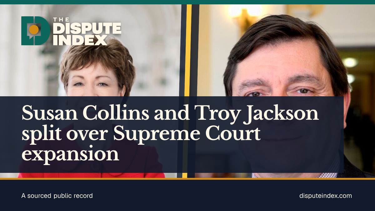 Share card: Susan Collins and Troy Jackson split over Supreme Court expansion