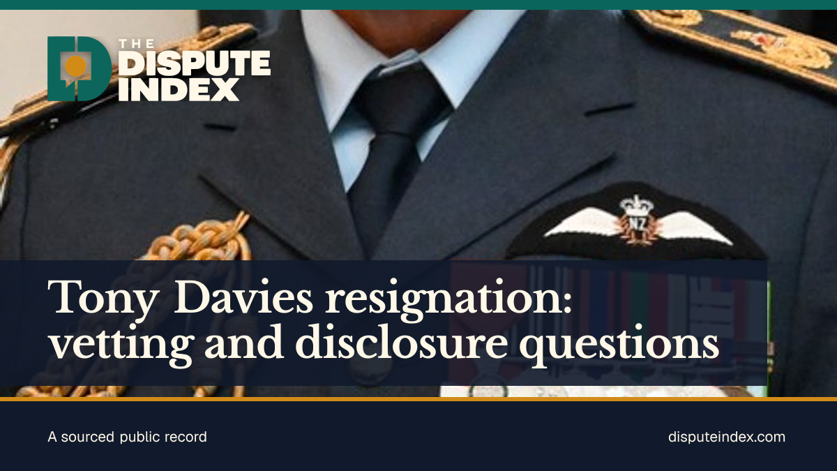 Share card: Tony Davies resignation: vetting and disclosure questions