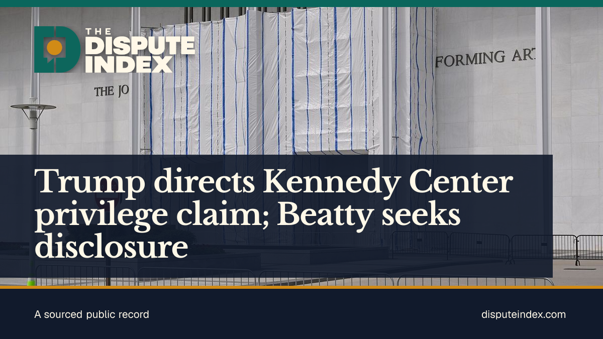 Share card: Trump directs Kennedy Center privilege claim; Beatty seeks disclosure