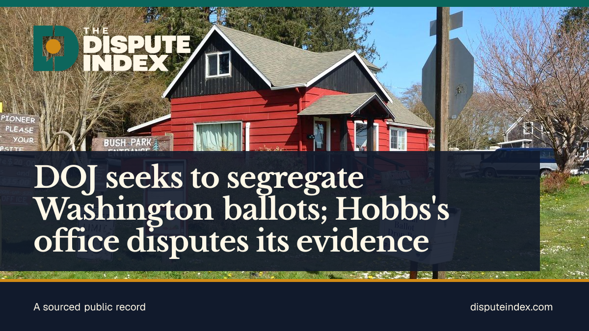 Share card: DOJ seeks to segregate Washington ballots; Hobbs's office disputes its evidence
