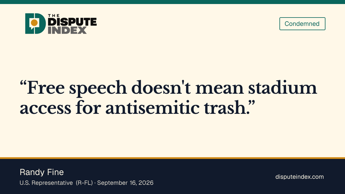 Quote card: Randy Fine, Randy Fine: Macklemore can spew "antisemitic garbage" but doesn't have a right to a stage