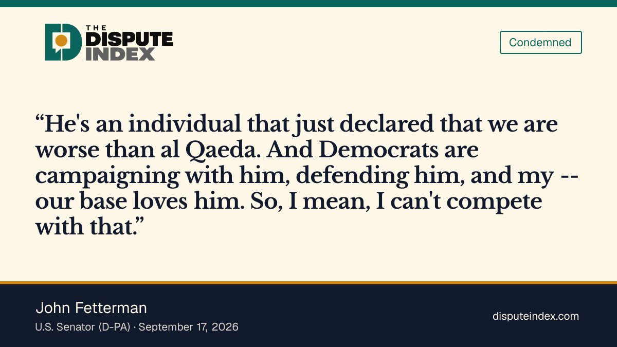 Quote card: John Fetterman, Fetterman: "I feel like I lost to Hasan Piker"