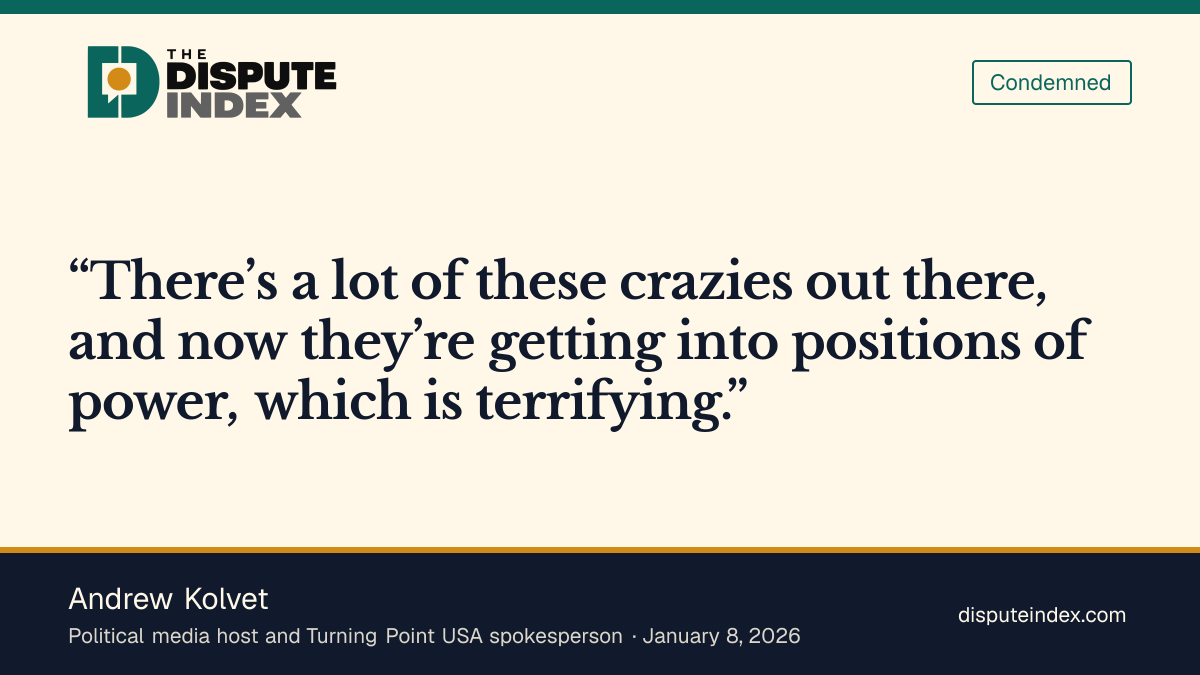 Quote card: Andrew Kolvet, Andrew Kolvet calls Cea Weaver's appointment a sign of extremism in office