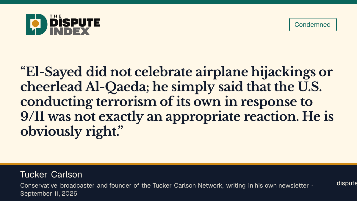 Quote card: Tucker Carlson, Tucker Carlson says El-Sayed is "obviously right" and it is Rogers who is unfit to serve