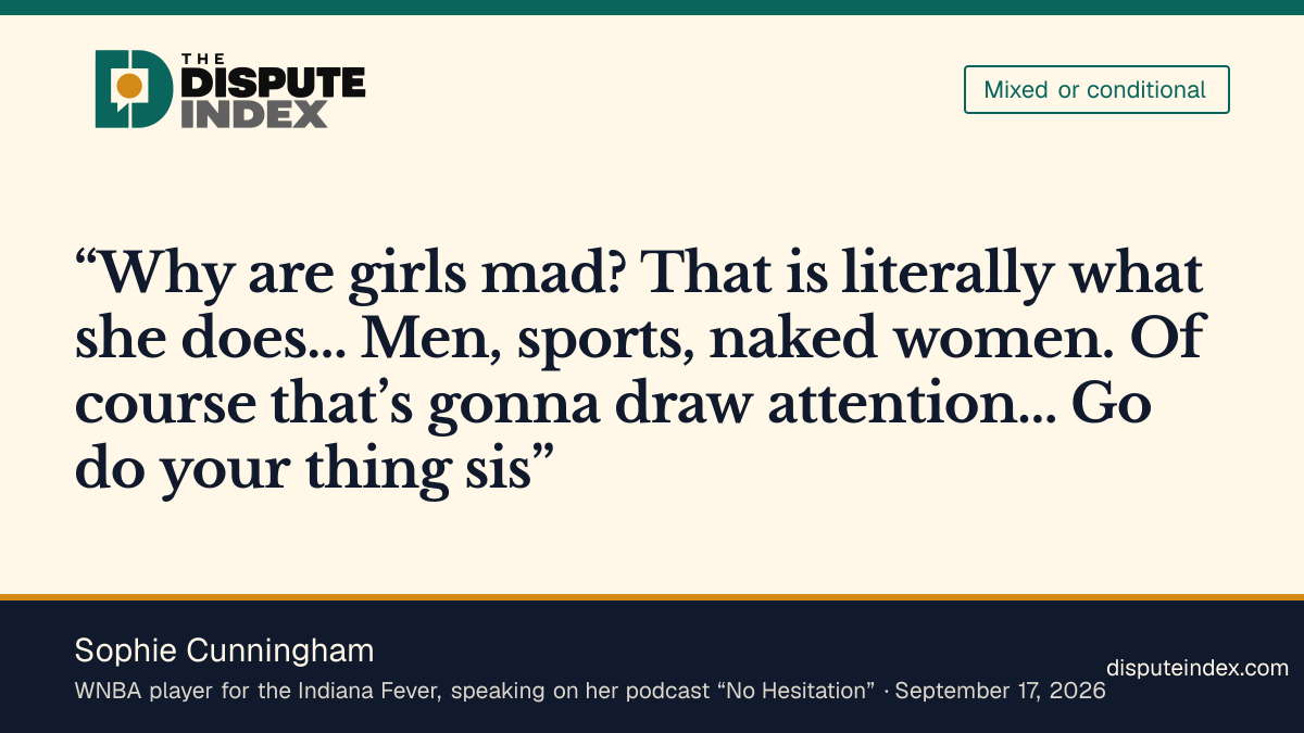 Quote card: Sophie Cunningham, Sophie Cunningham on the backlash: “Why are girls mad?… Go do your thing sis”