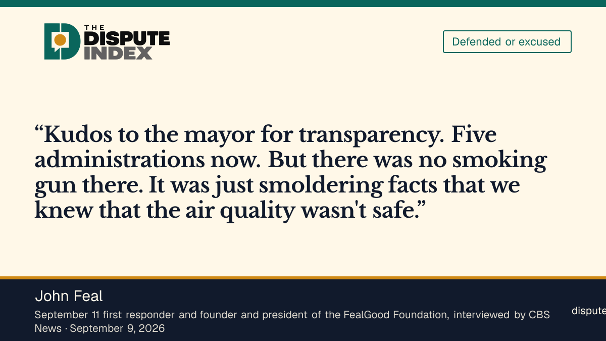 Quote card: John Feal, John Feal credits Mamdani for transparency and says earlier disclosure could have meant far fewer deaths
