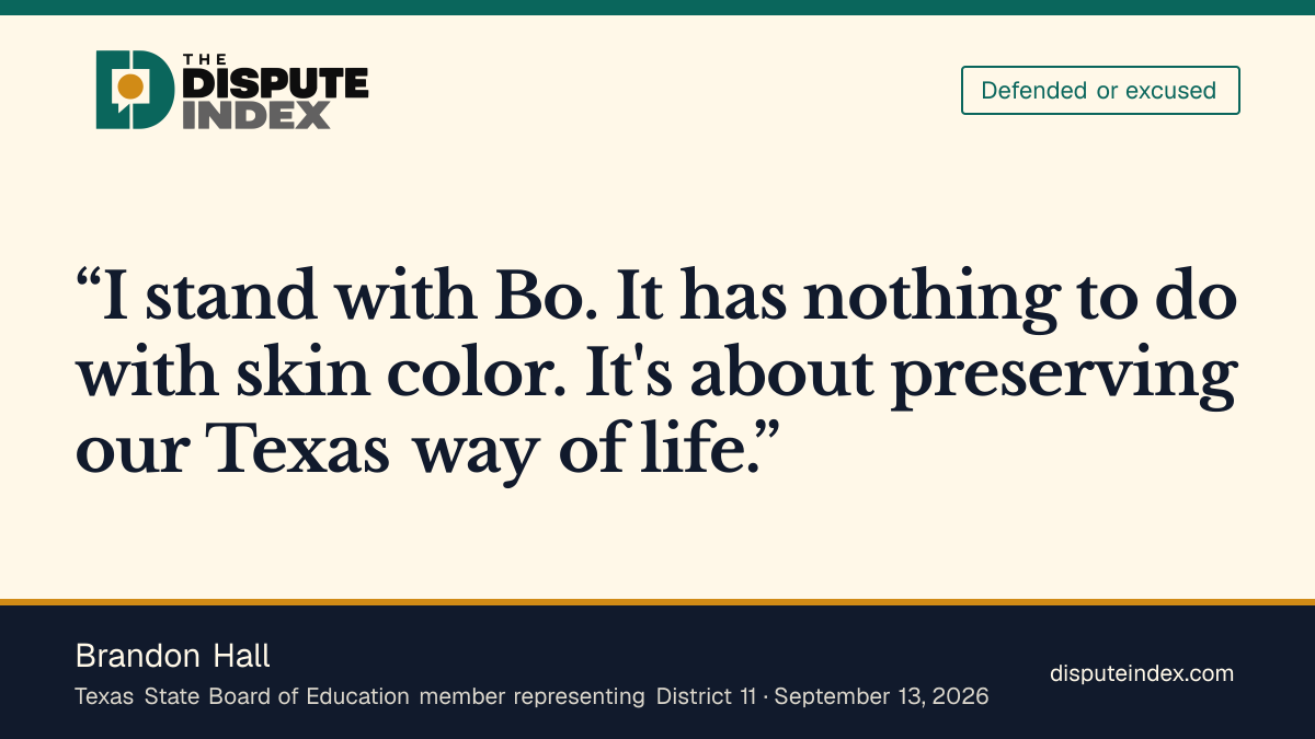Quote card: Brandon Hall, Brandon Hall says he stands with Bo French