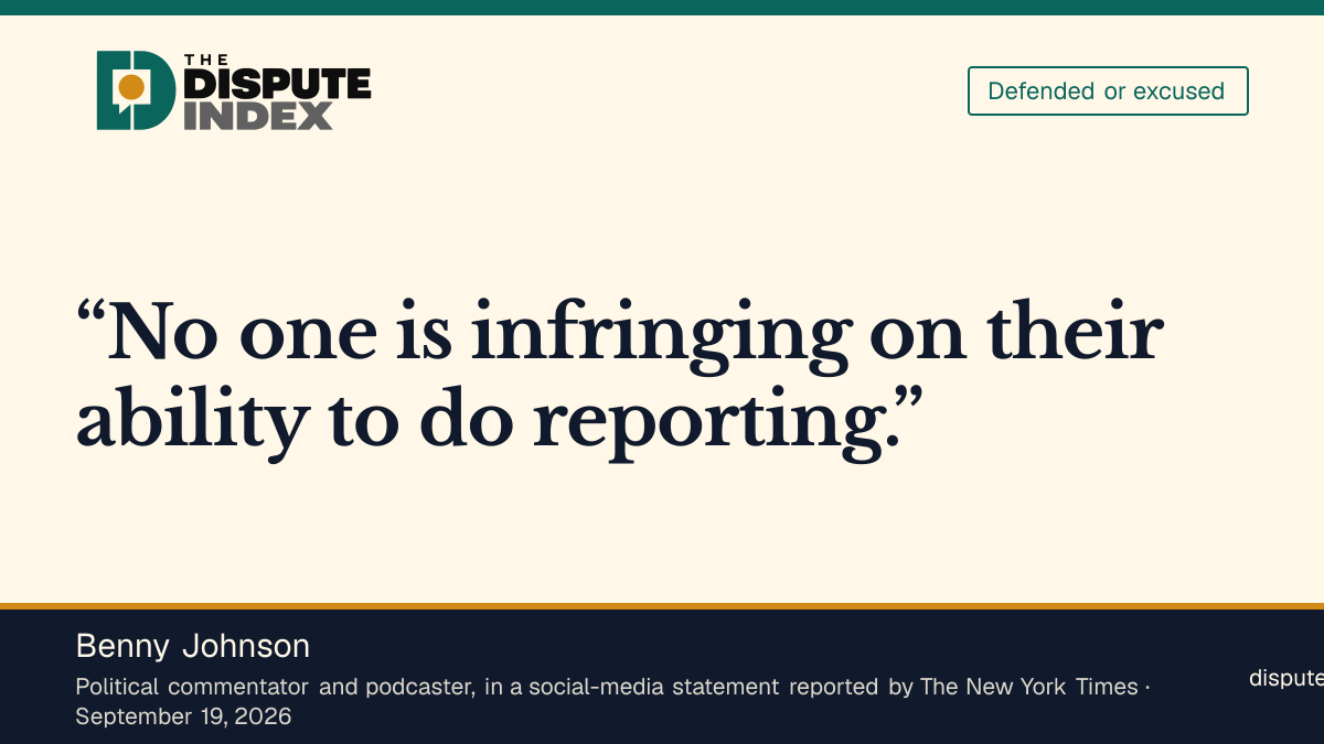 Quote card: Benny Johnson, Benny Johnson says the White House exclusions do not infringe the outlets’ ability to report