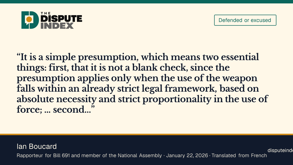 Quote card: Ian Boucard, Boucard says the presumption is limited and rebuttable