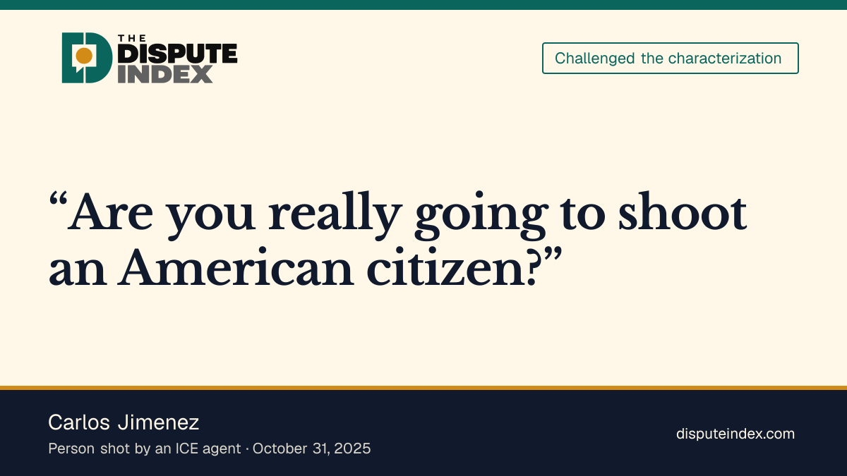 Quote card: Carlos Jimenez, Carlos Jimenez says he was shot while backing up to drive away