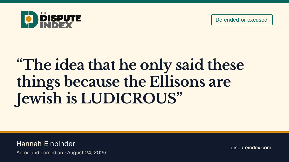 Quote card: Hannah Einbinder, Hannah Einbinder rejects claim Mark Ruffalo targeted Ellisons as Jewish