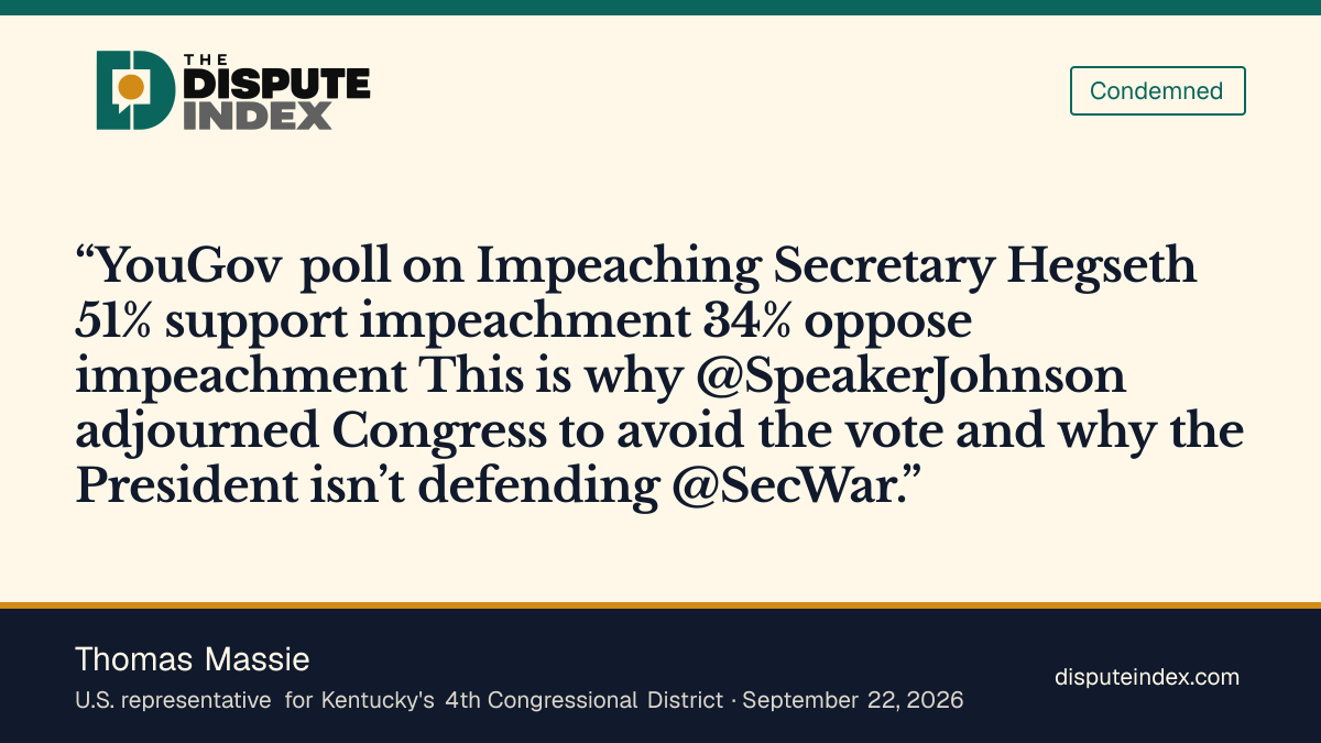 Quote card: Thomas Massie, Massie cites an impeachment poll while criticizing House leadership and the president